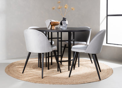 Venture Home & Furniture Fashion Velvet & Copenhagen Matstolar 2-pack Grå + Runda Matbord ⌀115 Svart