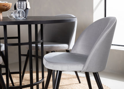 Venture Home & Furniture Fashion Velvet & Copenhagen Matstolar 2-pack Grå + Runda Matbord ⌀115 Svart