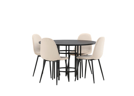 Venture Home & Furniture Fashion Polar & Copenhagen Matstolar 2-pack Beige + Runda Matbord ⌀115 Svart