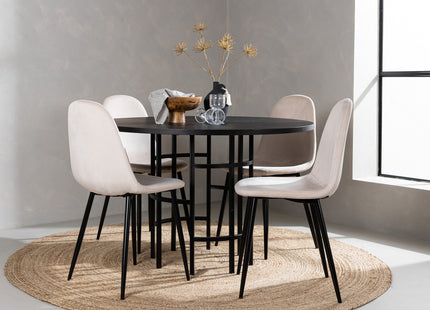 Venture Home & Furniture Fashion Polar & Copenhagen Matstolar 2-pack Beige + Runda Matbord ⌀115 Svart