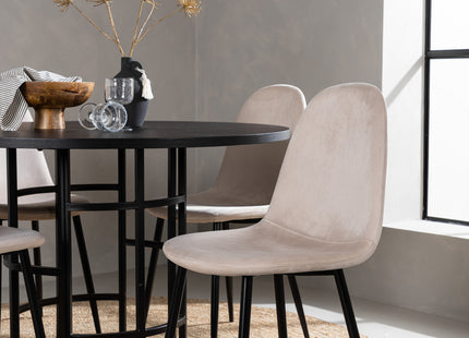 Venture Home & Furniture Fashion Polar & Copenhagen Matstolar 2-pack Beige + Runda Matbord ⌀115 Svart