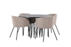 Venture Home & Furniture Fashion Berit & Stone Matstolar Beige + Runda Matbord ⌀120 Mocca