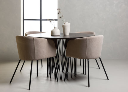 Venture Home & Furniture Fashion Berit & Stone Matstolar Beige + Runda Matbord ⌀120 Mocca