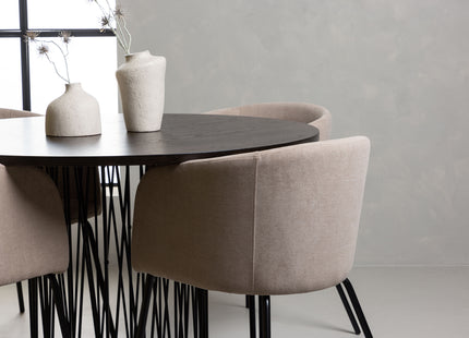 Venture Home & Furniture Fashion Berit & Stone Matstolar Beige + Runda Matbord ⌀120 Mocca