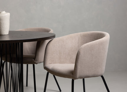 Venture Home & Furniture Fashion Berit & Stone Matstolar Beige + Runda Matbord ⌀120 Mocca