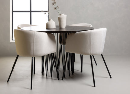 Venture Home & Furniture Fashion Berit & Stone Matstolar Beige + Runda Matbord ⌀120 Mocca