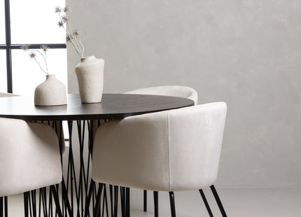 Venture Home & Furniture Fashion Berit & Stone Matstolar Beige + Runda Matbord ⌀120 Mocca