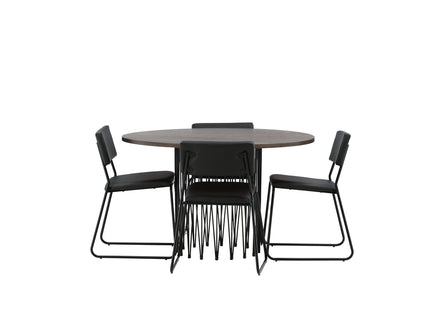 Venture Home & Furniture Fashion Kenth & Stone Matstolar 2-pack Svart + Runda Matbord ⌀120 Mocca