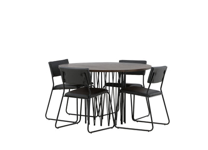 Venture Home & Furniture Fashion Kenth & Stone Matstolar 2-pack Svart + Runda Matbord ⌀120 Mocca