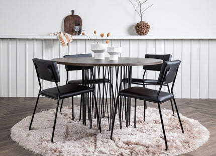Venture Home & Furniture Fashion Kenth & Stone Matstolar 2-pack Svart + Runda Matbord ⌀120 Mocca