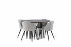 Venture Home & Furniture Fashion Velvet & Stone Matstolar 2-pack Grå + Runda Matbord ⌀120 Mocca