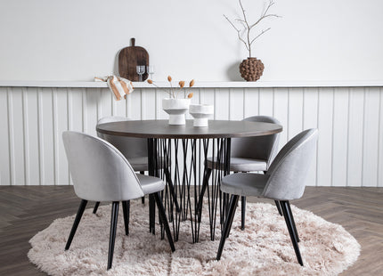 Venture Home & Furniture Fashion Velvet & Stone Matstolar 2-pack Grå + Runda Matbord ⌀120 Mocca