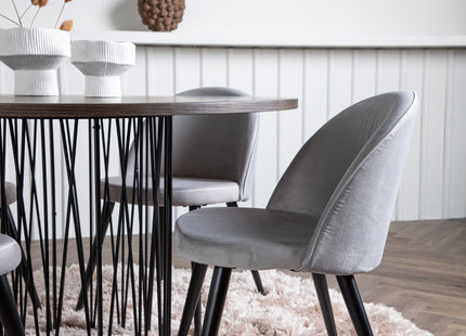 Venture Home & Furniture Fashion Velvet & Stone Matstolar 2-pack Grå + Runda Matbord ⌀120 Mocca