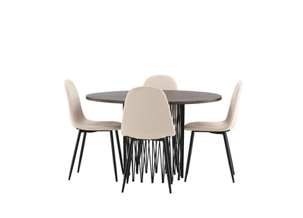 Venture Home & Furniture Fashion Polar & Stone Matstolar 2-pack Beige + Runda Matbord ⌀120 Mocca