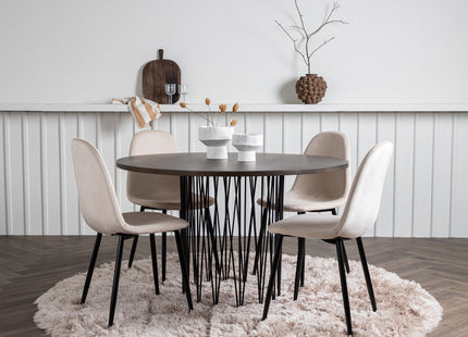 Venture Home & Furniture Fashion Polar & Stone Matstolar 2-pack Beige + Runda Matbord ⌀120 Mocca