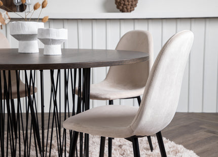 Venture Home & Furniture Fashion Polar & Stone Matstolar 2-pack Beige + Runda Matbord ⌀120 Mocca