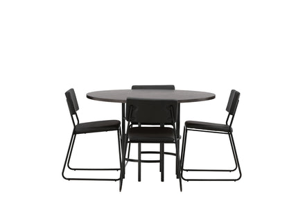 Venture Home & Furniture Fashion Kenth & Copenhagen Matstolar 2-pack Svart + Runda Matbord ⌀115 Mocca