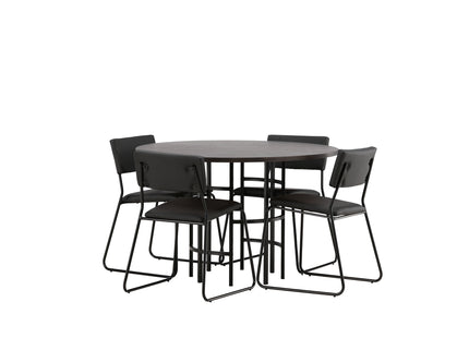 Venture Home & Furniture Fashion Kenth & Copenhagen Matstolar 2-pack Svart + Runda Matbord ⌀115 Mocca
