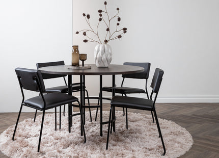 Venture Home & Furniture Fashion Kenth & Copenhagen Matstolar 2-pack Svart + Runda Matbord ⌀115 Mocca
