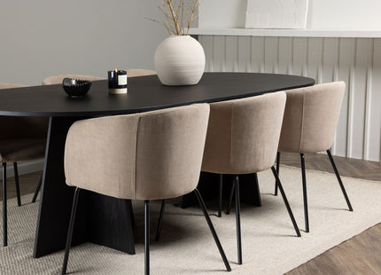 Venture Home Berit & Bootcut Matstolar Beige + Ovala Matbord 230 x 115 Svart