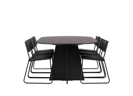 Venture Home Kenth & Bootcut Matstolar 2-pack Svart + Ovala Matbord 230 x 115 Svart
