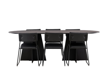 Venture Home Kenth & Bootcut Matstolar 2-pack Svart + Ovala Matbord 230 x 115 Svart