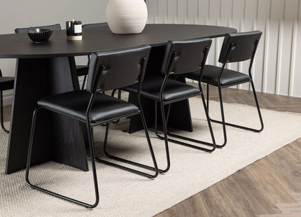 Venture Home Kenth & Bootcut Matstolar 2-pack Svart + Ovala Matbord 230 x 115 Svart