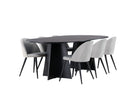Venture Home Velvet & Bootcut Matstolar 2-pack Grå + Ovala Matbord 230 x 115 Svart