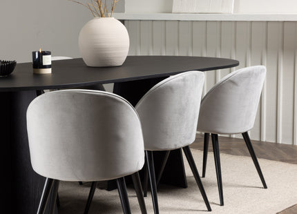 Venture Home Velvet & Bootcut Matstolar 2-pack Grå + Ovala Matbord 230 x 115 Svart