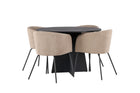 Venture Home Berit & Bootcut Matstolar Beige + Runda Matbord ⌀110 Svart