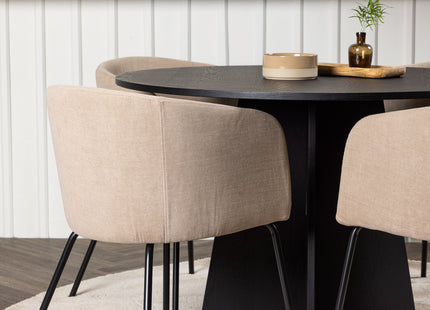 Venture Home Berit & Bootcut Matstolar Beige + Runda Matbord ⌀110 Svart