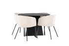 Venture Home Berit & Bootcut Matstolar Beige + Runda Matbord ⌀110 Svart