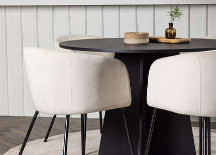 Venture Home Berit & Bootcut Matstolar Beige + Runda Matbord ⌀110 Svart