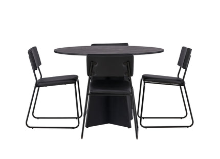 Venture Home Kenth & Bootcut Matstolar 2-pack Svart + Runda Matbord ⌀110 Svart
