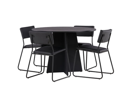 Venture Home Kenth & Bootcut Matstolar 2-pack Svart + Runda Matbord ⌀110 Svart