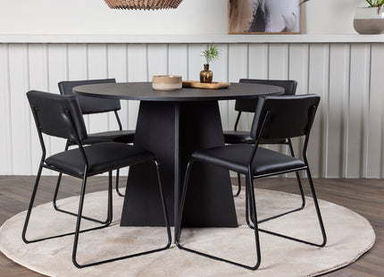 Venture Home Kenth & Bootcut Matstolar 2-pack Svart + Runda Matbord ⌀110 Svart