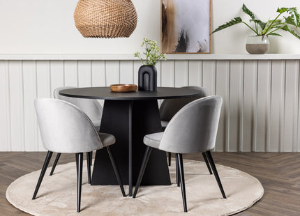 Venture Home Velvet & Bootcut Matstolar 2-pack Grå + Runda Matbord ⌀110 Svart