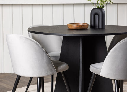 Venture Home Velvet & Bootcut Matstolar 2-pack Grå + Runda Matbord ⌀110 Svart