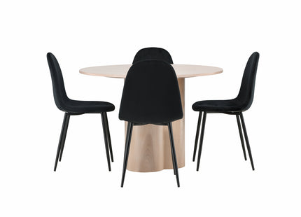 Venture Home Polar & Olivia Matstolar 2-pack Svart + Runda Matbord ⌀110 Whitewash