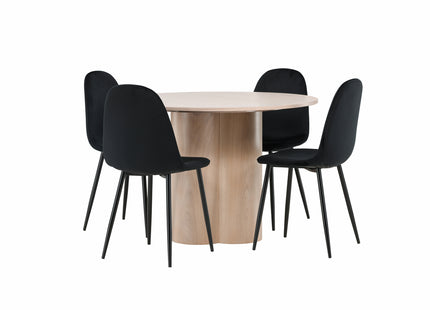 Venture Home Polar & Olivia Matstolar 2-pack Svart + Runda Matbord ⌀110 Whitewash