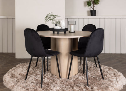 Venture Home Polar & Olivia Matstolar 2-pack Svart + Runda Matbord ⌀110 Whitewash