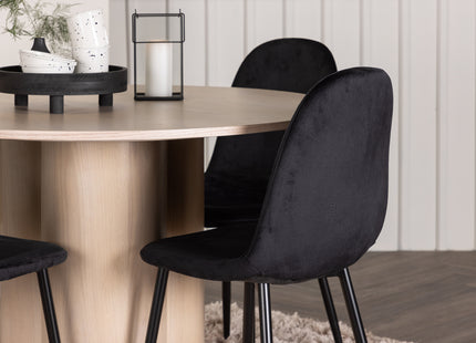 Venture Home Polar & Olivia Matstolar 2-pack Svart + Runda Matbord ⌀110 Whitewash