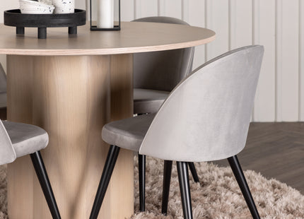 Venture Home Velvet & Olivia Matstolar 2-pack Grå + Runda Matbord ⌀110 Whitewash