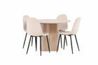 Venture Home Polar & Olivia Matstolar 2-pack Beige + Runda Matbord ⌀110 Whitewash