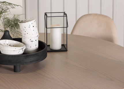 Venture Home Polar & Olivia Matstolar 2-pack Beige + Runda Matbord ⌀110 Whitewash