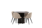 Venture Home Velvet & Olivia Matstolar 2-pack Beige + Runda Matbord ⌀110 Mocca