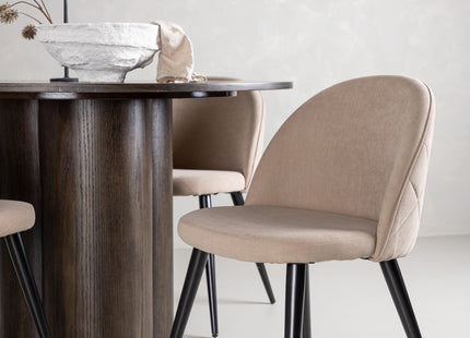 Venture Home Velvet & Olivia Matstolar 2-pack Beige + Runda Matbord ⌀110 Mocca