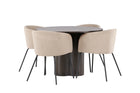 Venture Home Berit & Olivia Matstolar Beige + Runda Matbord ⌀110 Mocca