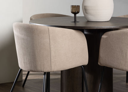 Venture Home Berit & Olivia Matstolar Beige + Runda Matbord ⌀110 Mocca
