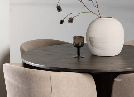 Venture Home Berit & Olivia Matstolar Beige + Runda Matbord ⌀110 Mocca